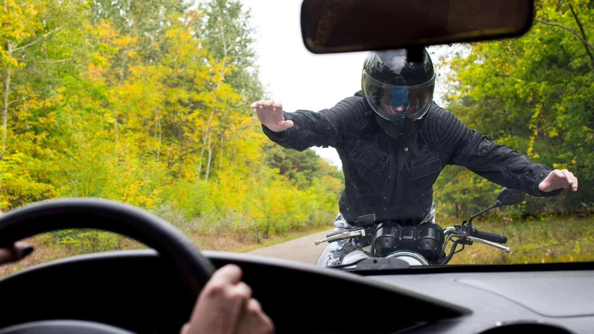 motorcycle-with-rider-about-to-crash-with-a-car-in-acworth